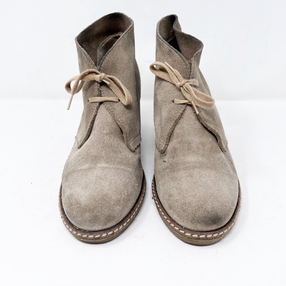 J.Crew Women's Size 8 Suede Booties Boots Ankle Beige Tan Leather Italy